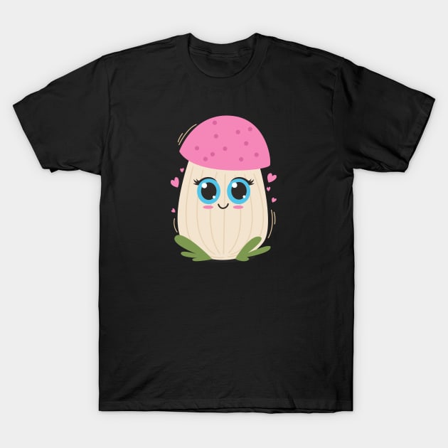 Cute Mushroom Art Design T-Shirt by BrightLightArts